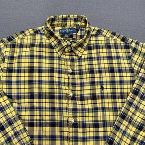 Ralph Lauren Shirt‎ Mens Large Plaid Custom Fit Button Down Dress Casual Preppy